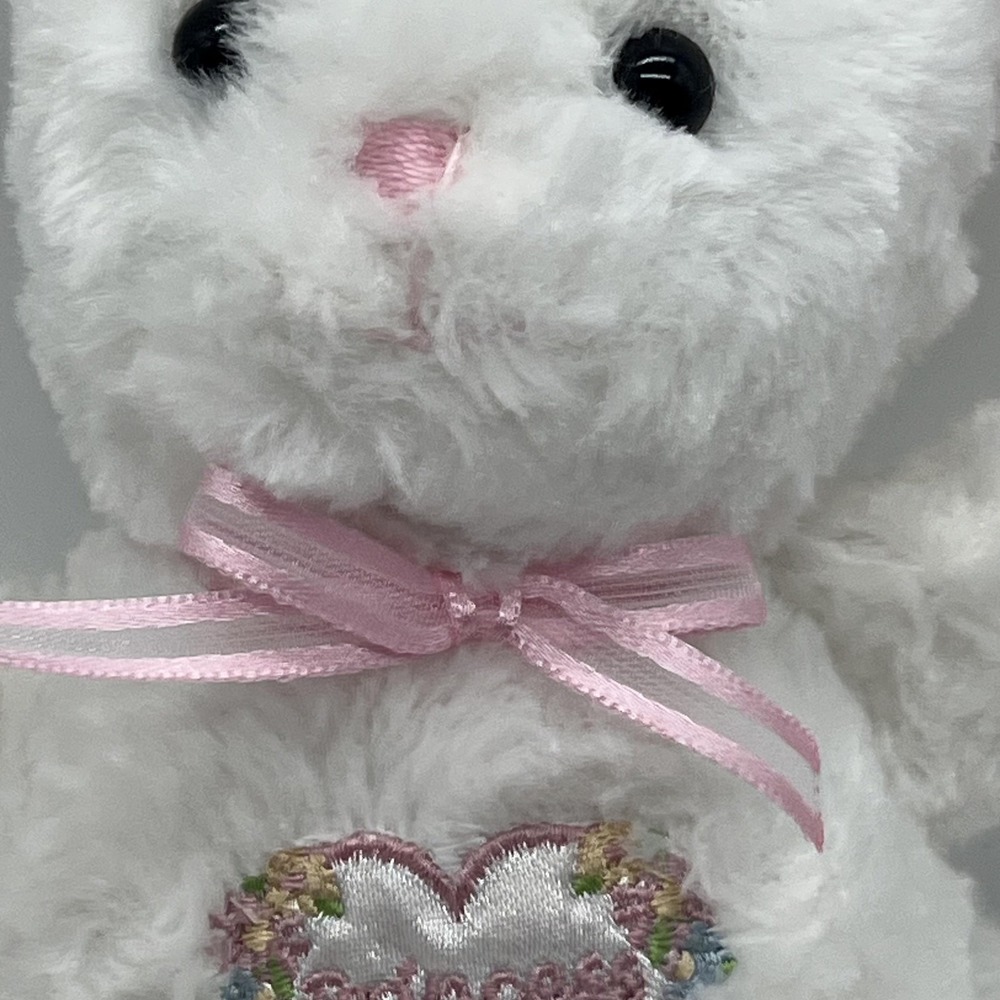 Vintage Carter's White Bunny Plush Rattle Pink Bow Embroidered Heart‎ Princess - Picture 4 of 16